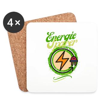 Energie Sparer Statement Design - Save Energy! - Untersetzer (4er-Set) - Weiß - Vorne