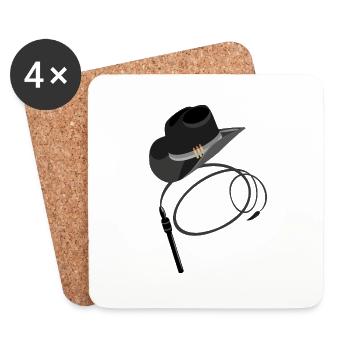 Cowboy hat and whip - Coasters (set of 4) - white - Front
