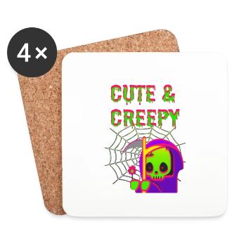 Funny and cute Halloween Design/Tshirt - Coasters (set of 4) - white - Front