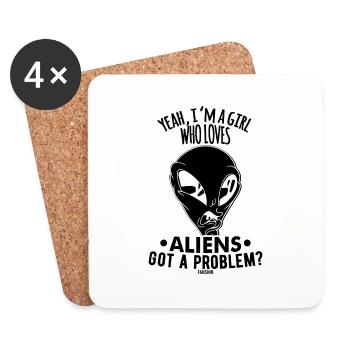 Une fille aime les extraterrestres - Dessous de verre (lot de 4) - blanc - Devant