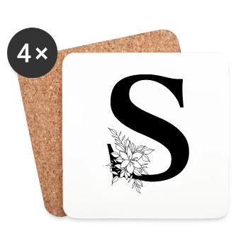 Lettre S - Dessous de verre (lot de 4) - blanc - Devant