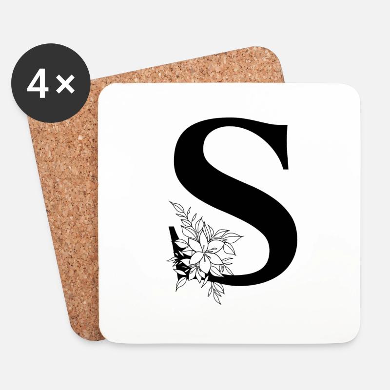 Buchstabe S - Untersetzer (4er-Set) - Weiß