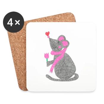 Cute mouse - Coasters (set of 4) - white - Front