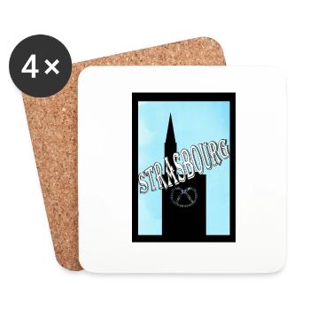 Strasbourg Alsace Pretzel Cathedral - Coasters (set of 4) - white - Front