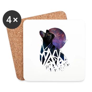 Space Cat - Space Animals Serie - Untersetzer (4er-Set) - Weiß - Vorne