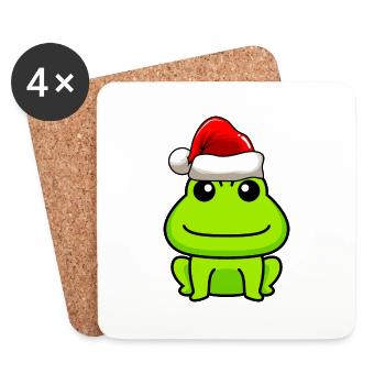 Grenouille Comic Noël - Dessous de verre (lot de 4) - blanc - Devant