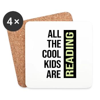 Read the book Reading hour "all cool kids read" - Coasters (set of 4) - white - Front