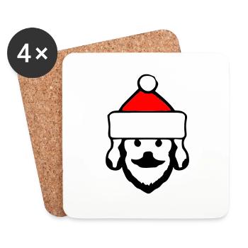 Santa Claus Dog Christmas Dogs Vector - Coasters (set of 4) - white - Front