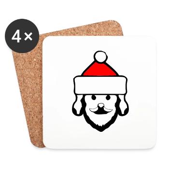 Chapeau de Noël Père Noël Noël 7 - Dessous de verre (lot de 4) - blanc - Devant