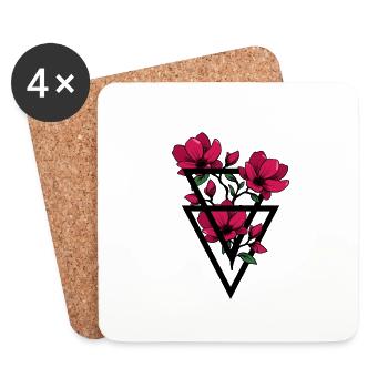 Blumen im Dreieck Formen - Untersetzer (4er-Set) - Weiß - Vorne