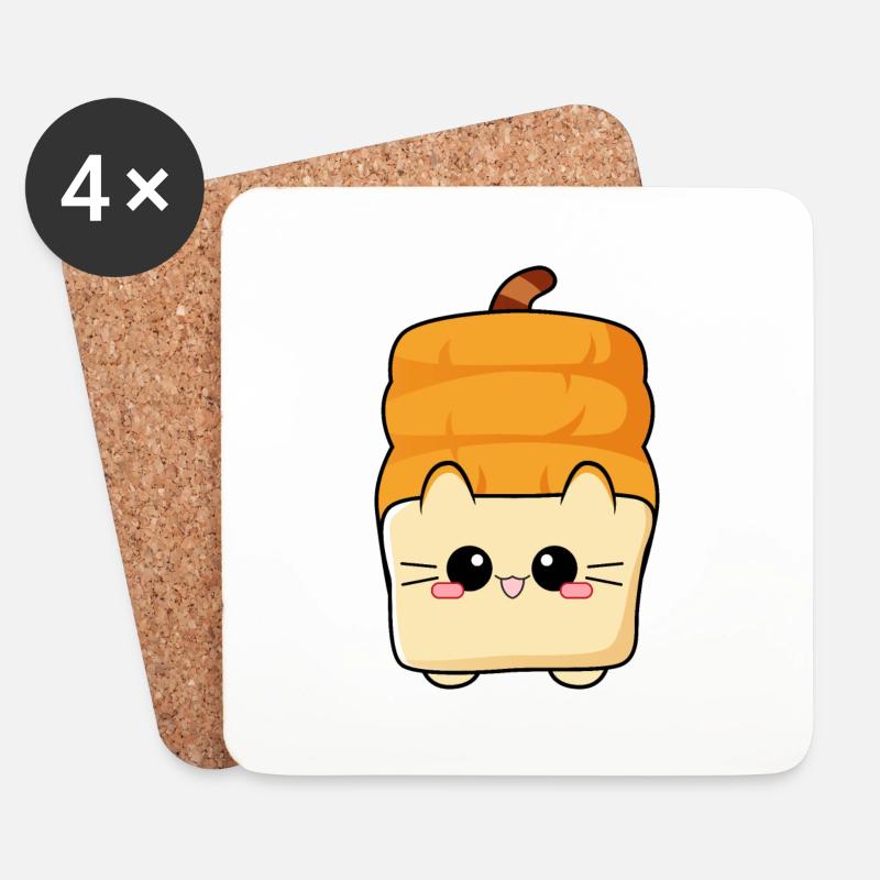 Toast Cat Kitty Bread Cat - Sottobicchieri (set da 4 pezzi) - bianco