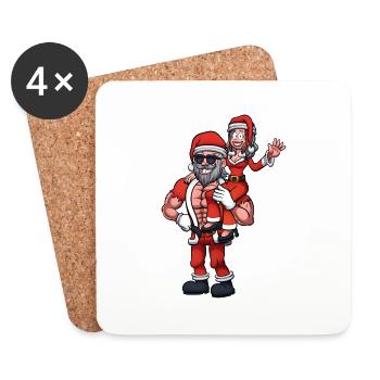 Père Noël fort soulevant Mme Claus - Dessous de verre (lot de 4) - blanc - Devant