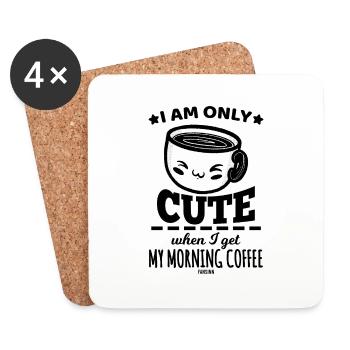 süße Kaffeetasse - Untersetzer (4er-Set) - Weiß - Vorne
