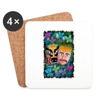 Masques traditionnels du Nicaragua - Dessous de verre (lot de 4) - blanc - Devant
