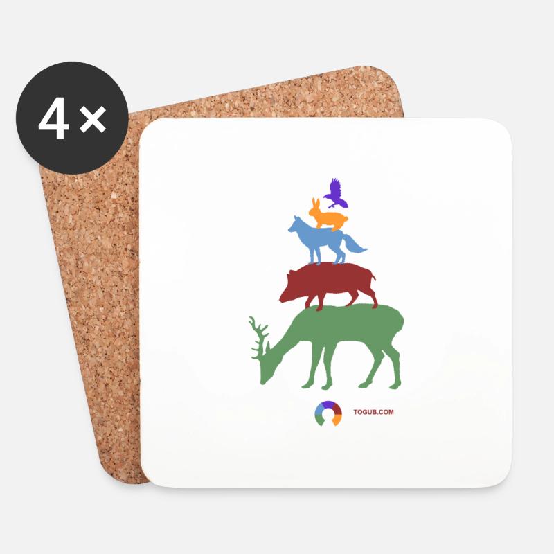 Pyramide ANIMALs Woods - Untersetzer (4er-Set) - Weiß