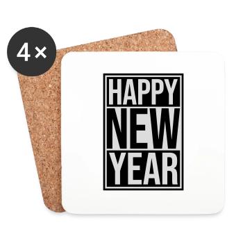 Citation Bonne année - Dessous de verre (lot de 4) - blanc - Devant