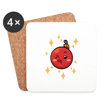 Drôle de boule de Noël #7/9 - Dessous de verre (lot de 4) - blanc - Devant
