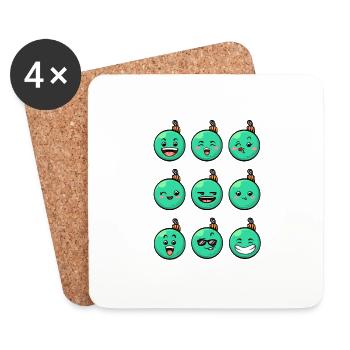 9 Weihnachtskugeln #5/10Türkis - Untersetzer (4er-Set) - Weiß - Vorne