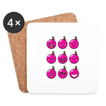 9 Christmas baubles #7/10 Pink - Coasters (set of 4) - white - Front