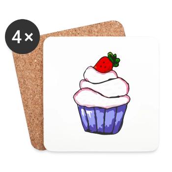 Cupcake - Petit Gâteau - Dessous de verre (lot de 4) - blanc - Devant