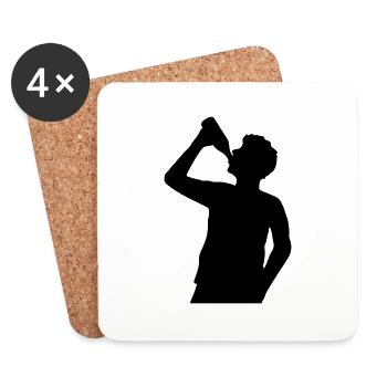 Bier trinken Mann Silhouette - Untersetzer (4er-Set) - Weiß - Vorne