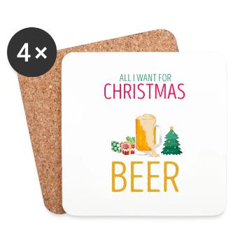 All I Want For Christmas Is A Cold Beer Retro - Untersetzer (4er-Set) - Weiß - Vorne
