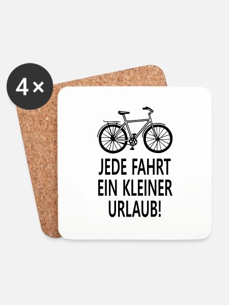 Fahrrad Spruch Jede Fahrt ein kleiner Urlaub - Untersetzer (4er-Set) - Weiß