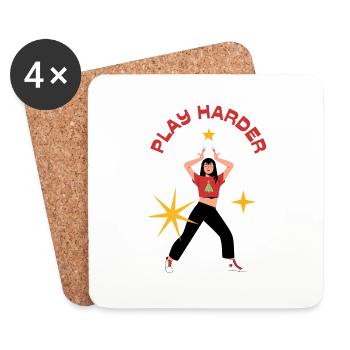 work hard, PLAY HARDER! - Coasters (set of 4) - white - Front