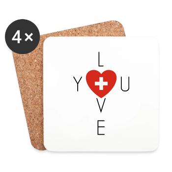 I Love Schweiz - Untersetzer (4er-Set) - Weiß - Vorne