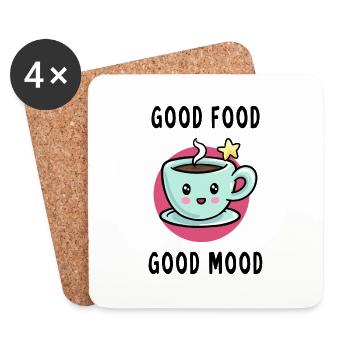 Good food good mood bonne nourriture bonne humeur - Dessous de verre (lot de 4) - blanc - Devant