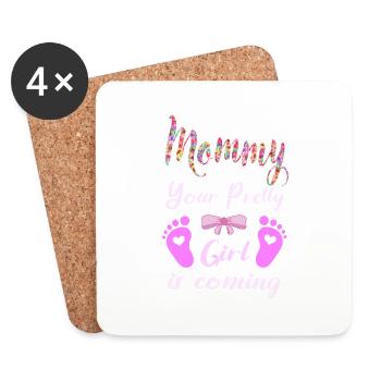 momy pretty girl drole cadeau pour femme grossesse - Dessous de verre (lot de 4) - blanc - Devant