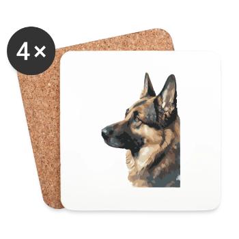 German Shepherd Watercolors - Coasters (set of 4) - white - Front