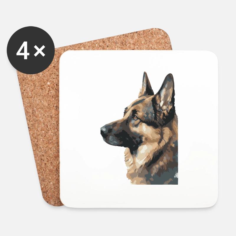 Deutscher Schäferhund Wasserfarben - Untersetzer (4er-Set) - Weiß