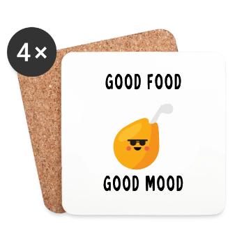 Good food good mood bonne nourriture bonne humeur - Dessous de verre (lot de 4) - blanc - Devant