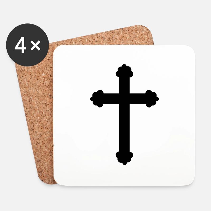 Kreuz - Untersetzer (4er-Set) - Weiß