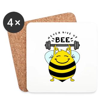 Abeille - n’abandonnez jamais - Dessous de verre (lot de 4) - blanc - Devant