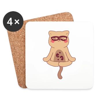 Ocelot doing yoga - Coasters (set of 4) - white - Front