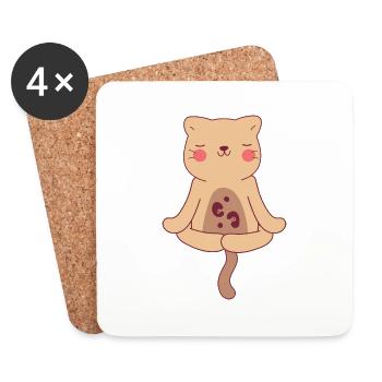 Ocelot doing yoga - Coasters (set of 4) - white - Front