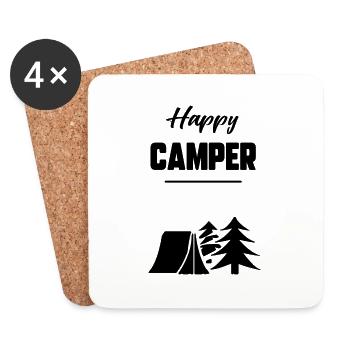 Glücklicher Camper - Untersetzer (4er-Set) - Weiß - Vorne
