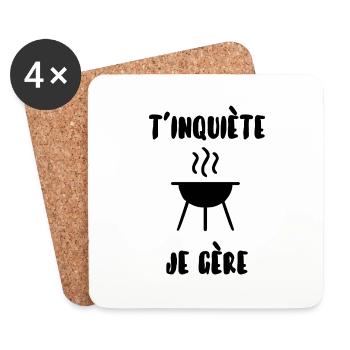 T’inquiète je gère - Dessous de verre (lot de 4) - blanc - Devant