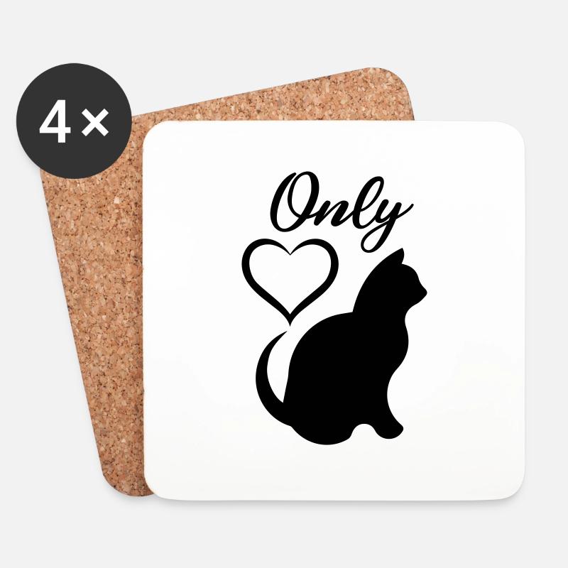 MY ONLY LOVE CAT 9 - Untersetzer (4er-Set) - Weiß