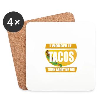 Ich frage mich, ob Tacos auch an mich denkt. Lustiger Taco - Untersetzer (4er-Set) - Weiß - Vorne