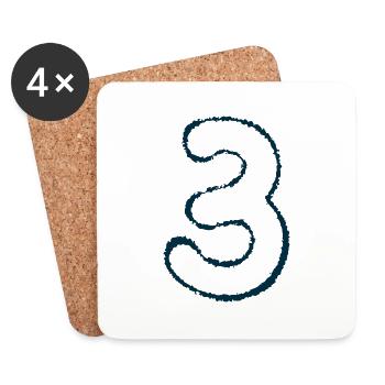 Number 3 - Coasters (set of 4) - white - Front