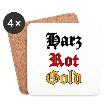 Harz Rot Gold Schriftzug Altdeutsch Deutschland - Untersetzer (4er-Set) - Weiß - Vorne