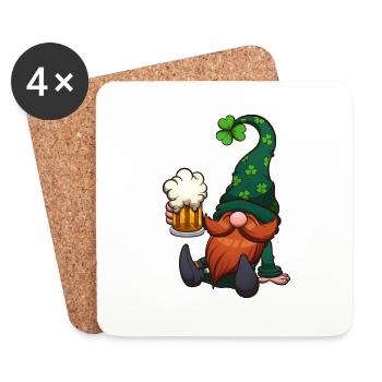 Leprechaun Gnome With Beer - Coasters (set of 4) - white - Front