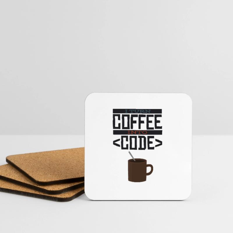 I turn coffee into code Programmierer Entwickler Untersetzer (4er-Set)