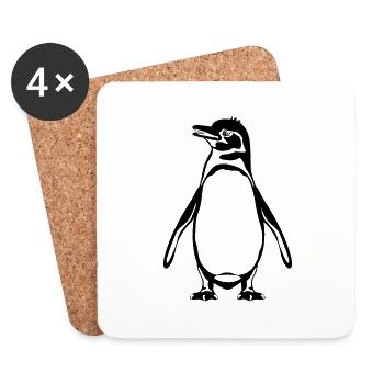 Manchot des Galapagos - Dessous de verre (lot de 4) - blanc - Devant