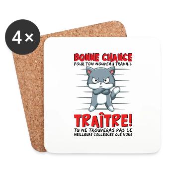 Depart Collegue de Travail Nouvel Emploi Bn chance - Dessous de verre (lot de 4) - blanc - Devant