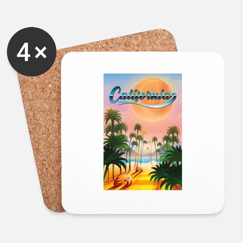 California - Vibes - Untersetzer (4er-Set) - Weiß