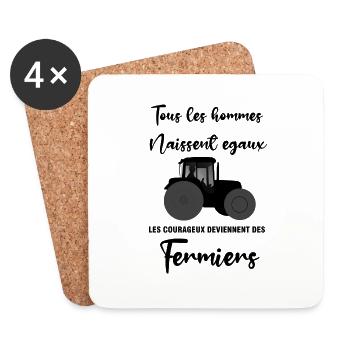 Tous les hommes naîssent égaux les courageux devi - Dessous de verre (lot de 4) - blanc - Devant